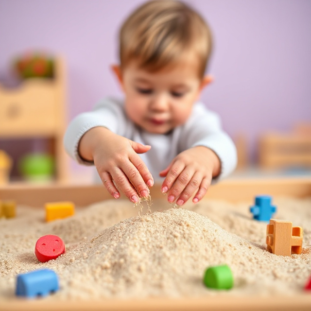 child playing with sand